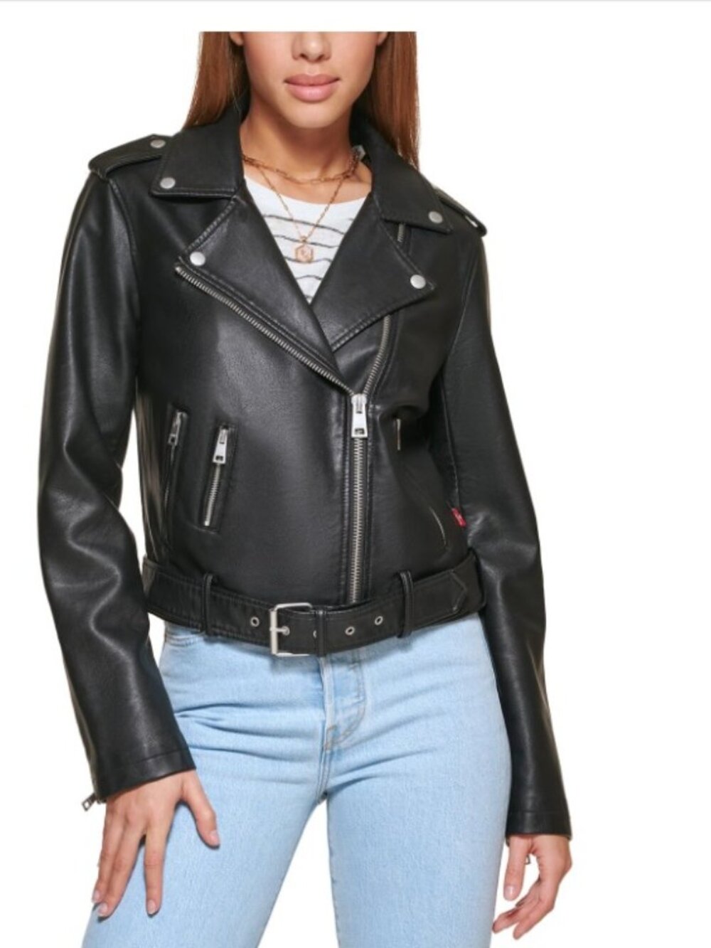 Levi's Women's Faux Leather Belted Motorcyle Jacket